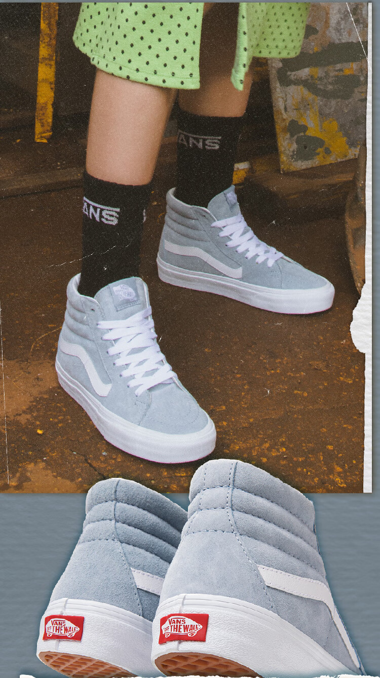 vans范斯 sk8-hi奶蓝清新活力高帮男女板鞋 浅蓝色 40.