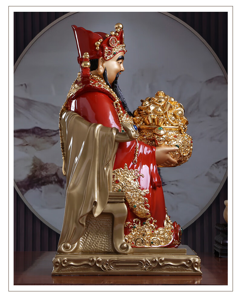 七宝莲 佛具纯铜贴金财神爷神像家用供奉文财神佛像店铺开业 礼摆件