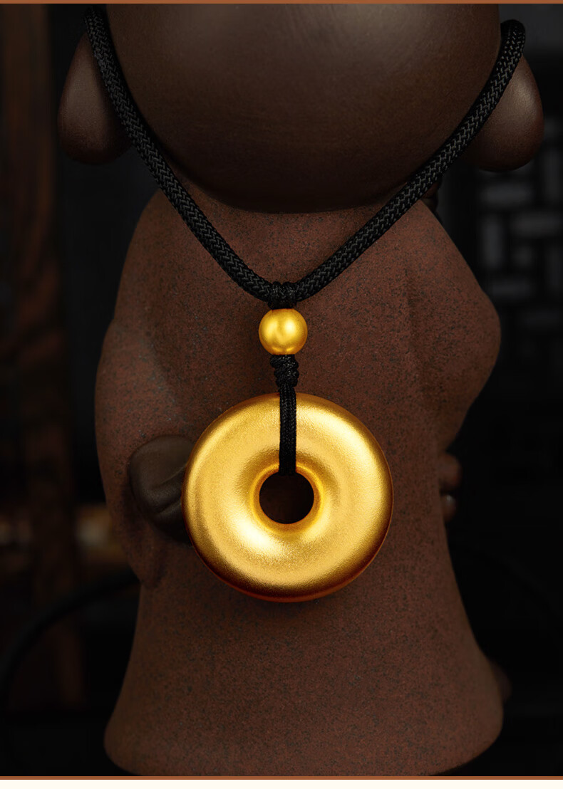 凯福珠宝 黄金吊坠 古法光面素圈平安扣吊坠黄金 足金999平安无事扣