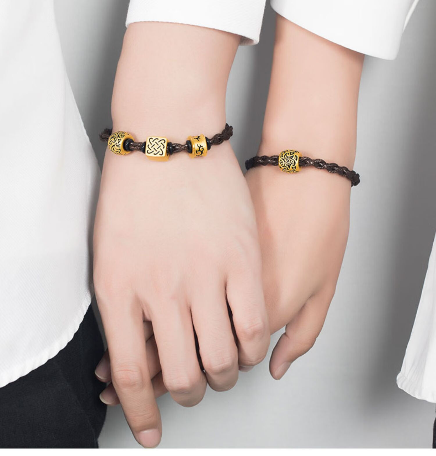 hyever999足金守护转运珠黄金手链男刺青手串女手镯信念手饰3d硬金