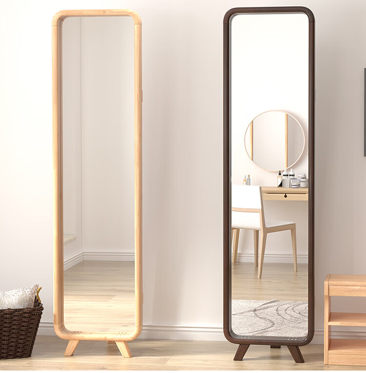 南屋九格全实木北欧穿衣镜子全身镜试衣镜衣帽镜子多功能简约现代风