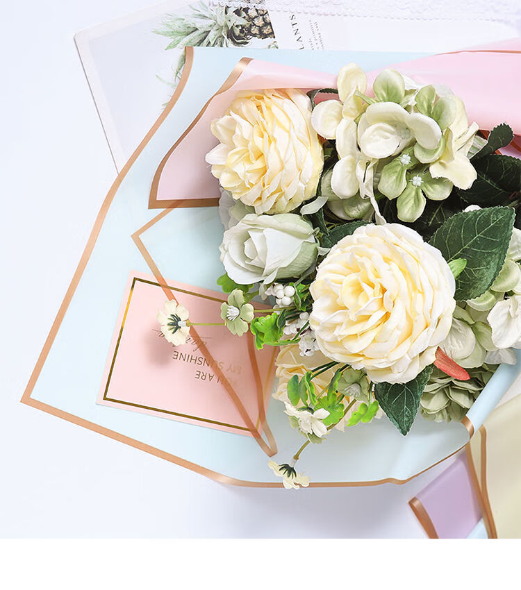 花束包装纸新款金边果冻膜加厚柔光防水韩式七夕玫瑰康乃馨向日葵鲜花