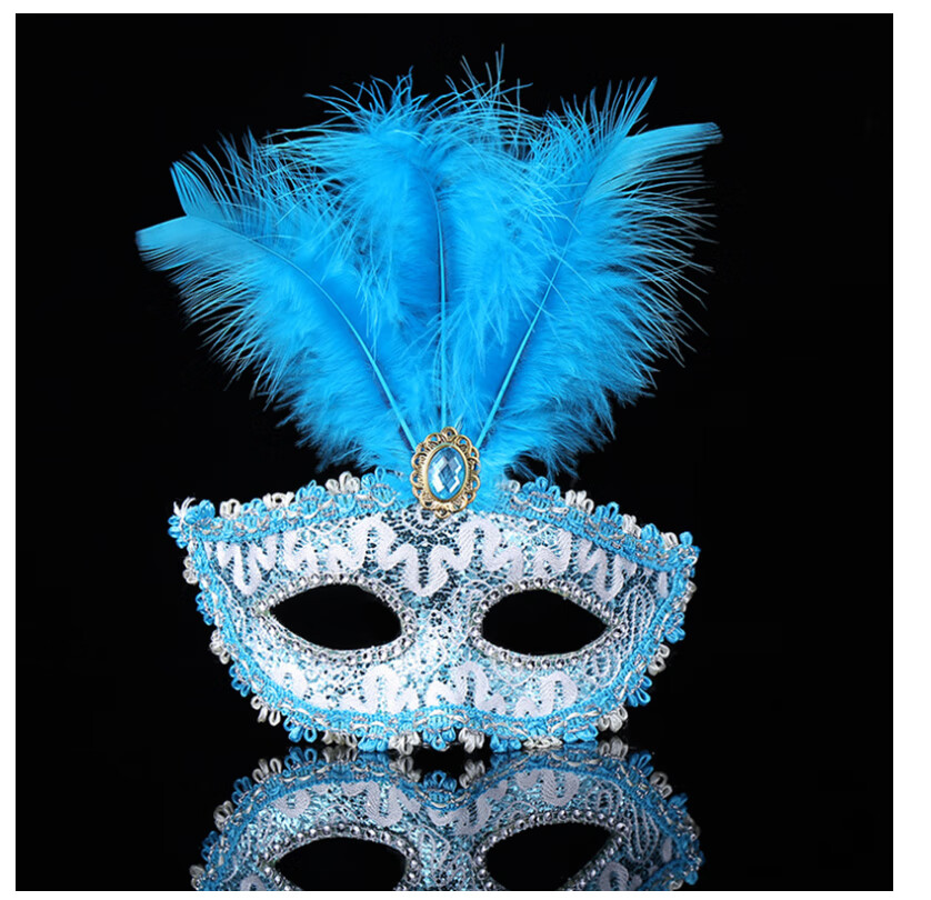 万圣节化妆舞会半脸儿童公主派对面具成人节日个性演出羽毛面具白色