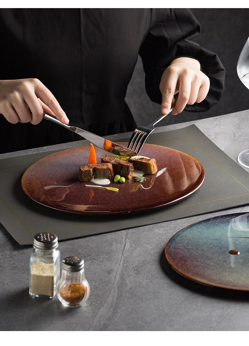 青木尚瓷创意西餐平盘高级感家用牛排盘子摆盘陶瓷餐具餐厅仪式感烤肉