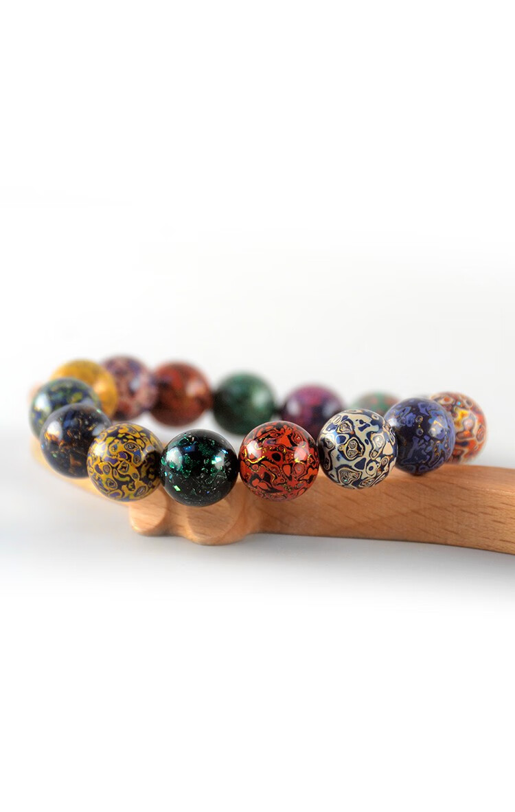 爱优美大漆珠手串女渐变多宝复古手链12mm手工非遗天然生漆漆器螺钿