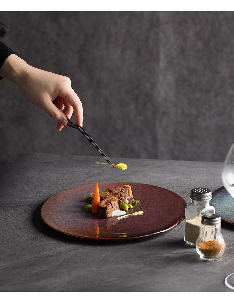 青木尚瓷创意西餐平盘高级感家用牛排盘子摆盘陶瓷餐具餐厅仪式感烤肉
