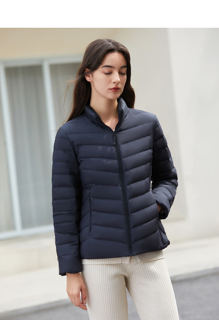 波司登秋季新款轻薄羽绒服女立领休闲百搭宽松时尚短款反季女装外套90