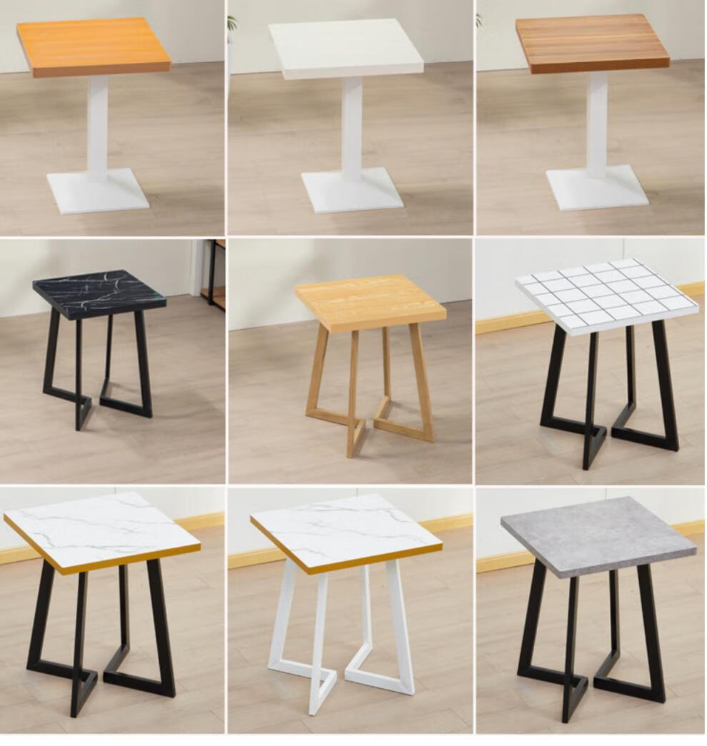 早餐店面馆烧烤长方桌子商用 浅灰色白色仿大理石60x60方【图片 价格