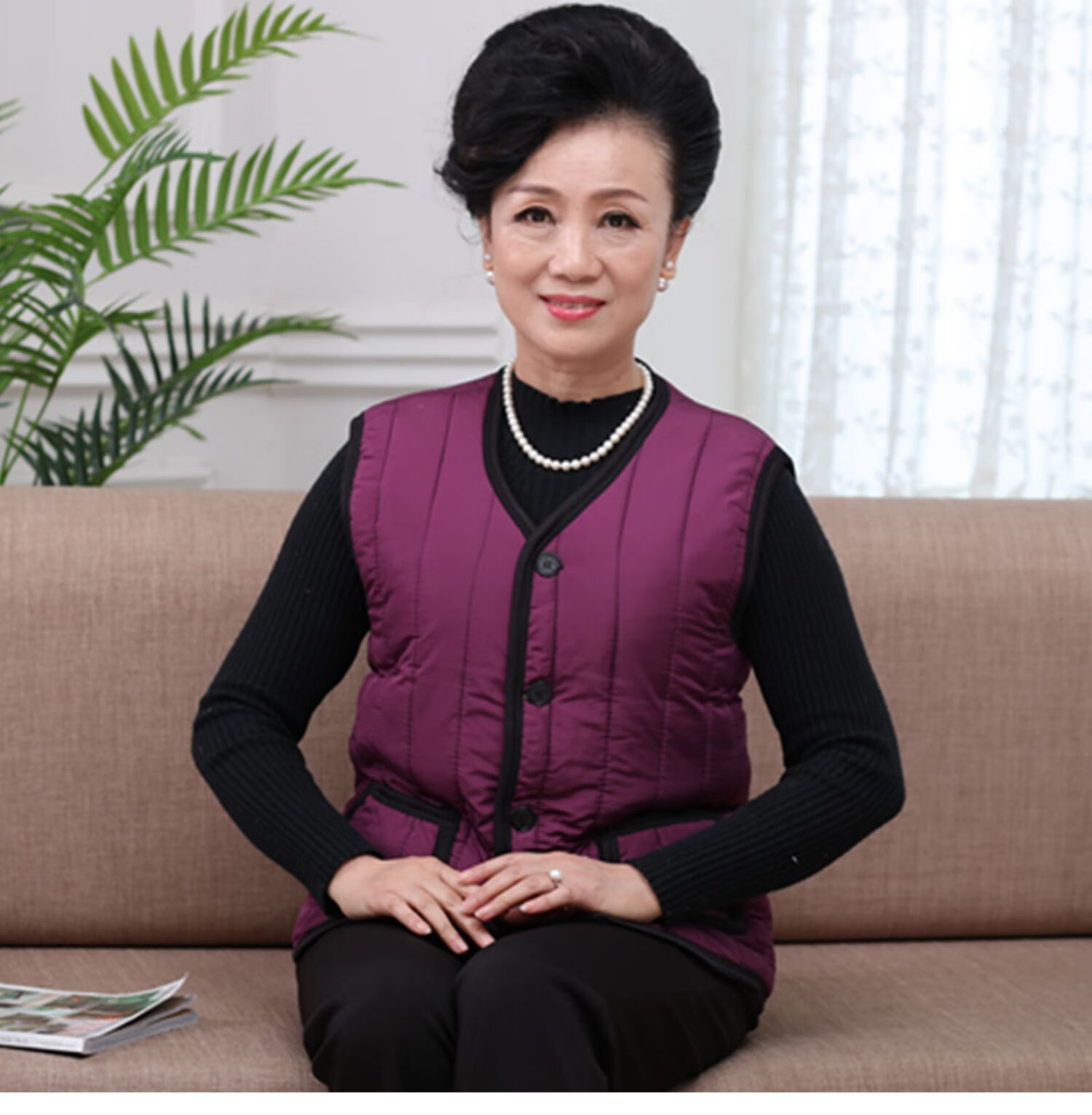 女王节メ浪莎秋冬中老年棉马甲女士加大保暖背心老年人妈妈装加绒加厚