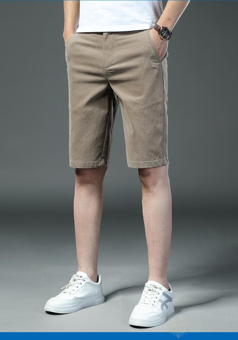 yuzhe高端品牌短裤男夏季新款纯色直筒休闲裤男士薄款冰丝透气百搭