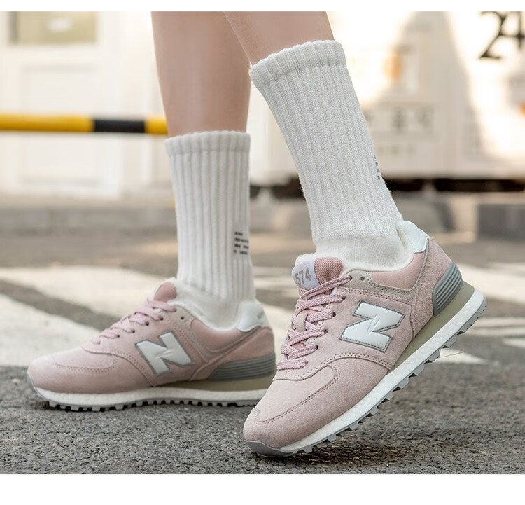 女鞋574冬季加绒樱花系列学生休闲运动鞋女 新百伦-574加绒-绿总统 40