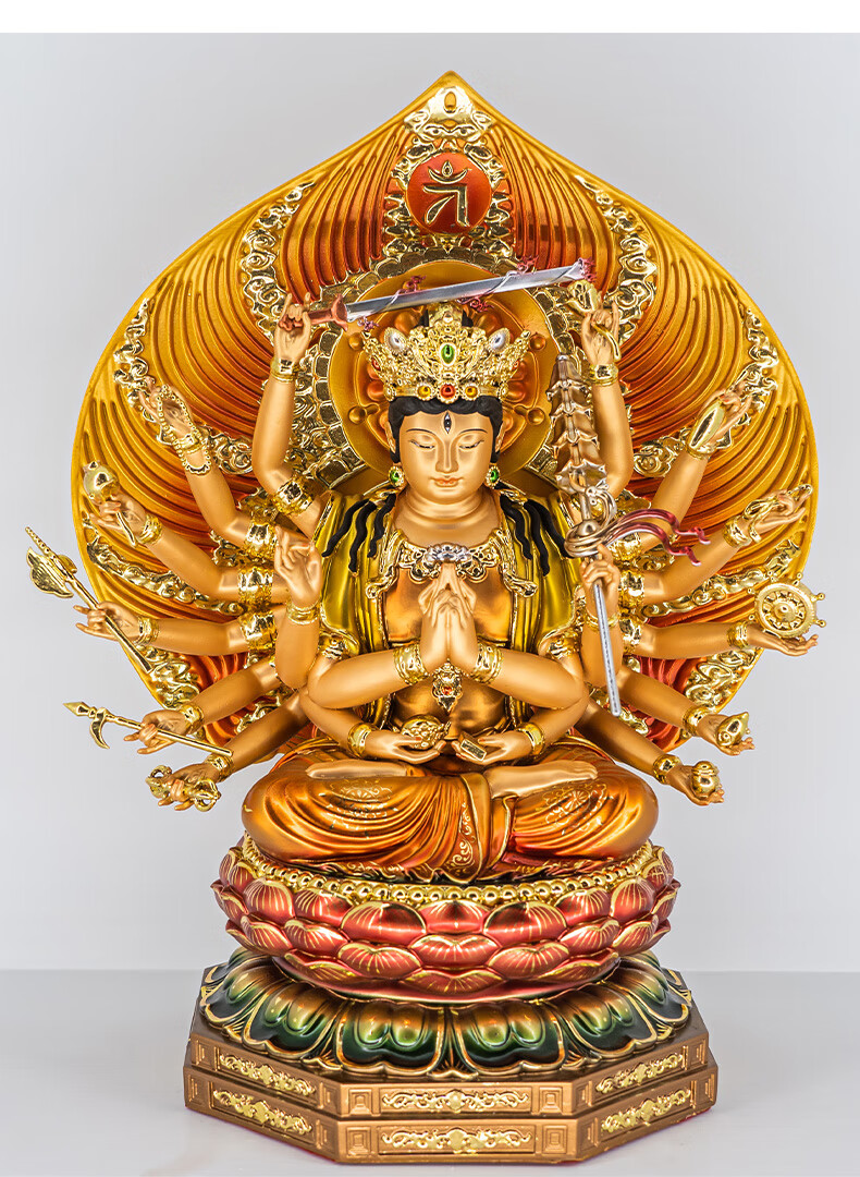 三漫陀准提佛母树脂十八臂准提菩萨准胝观音七俱胝佛母佛像家用供奉