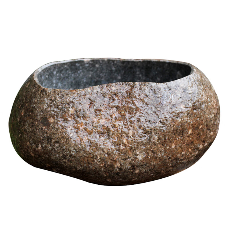定制特大号天然鹅卵石花盆鱼缸铜钱草养鱼碗莲盆石头创意花器流水桌面