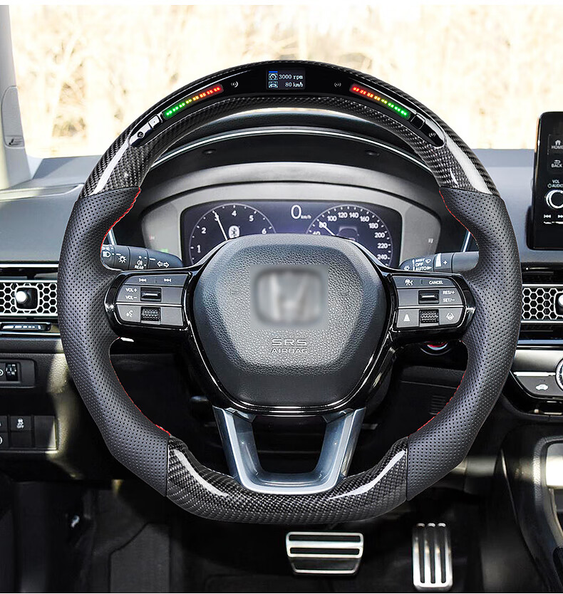 适用于本田十代/十一代思域 typer 型格 d型 led碳纤维方向盘改装品质
