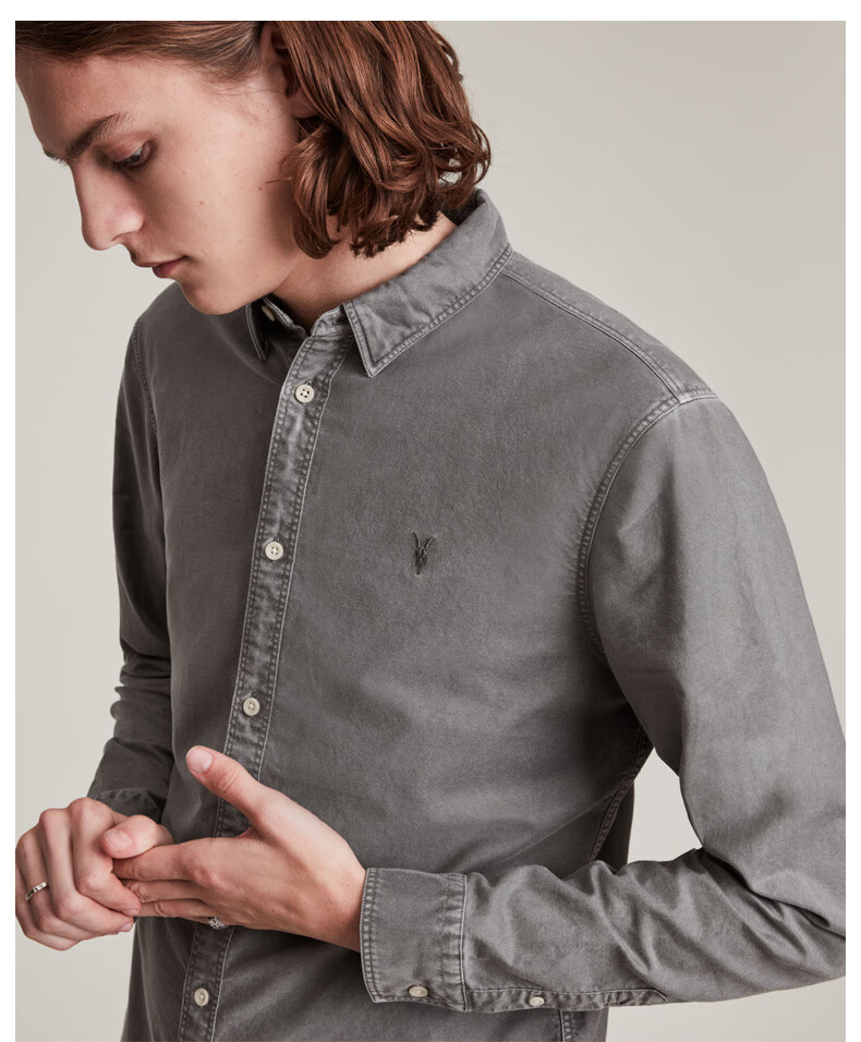 allsaints男士长袖衬衫2021冬季新款休闲打底衫衬衣ms239vmonument