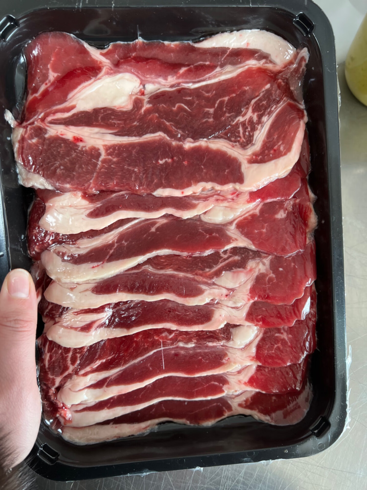 顺丰速运4斤国产黑安格斯谷饲200天眼肉盖烤肉片2000克清真烧肉橙伯乐