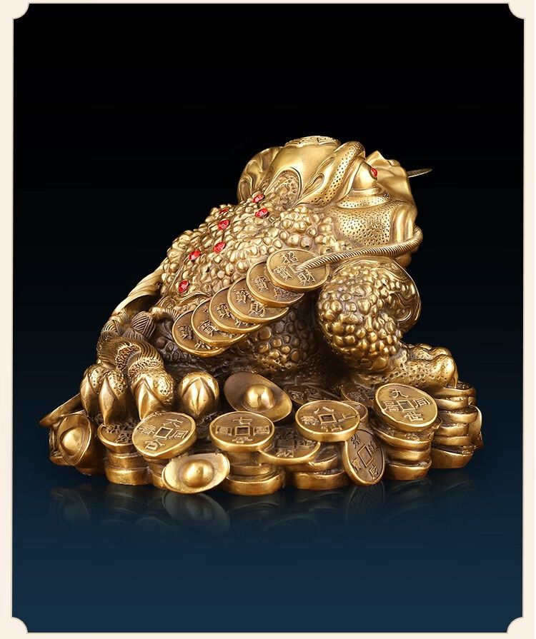 灵明珠宝纯铜金蟾摆件办公室书房装饰品家居客厅柜玄关摆放旺财三蟾蜍