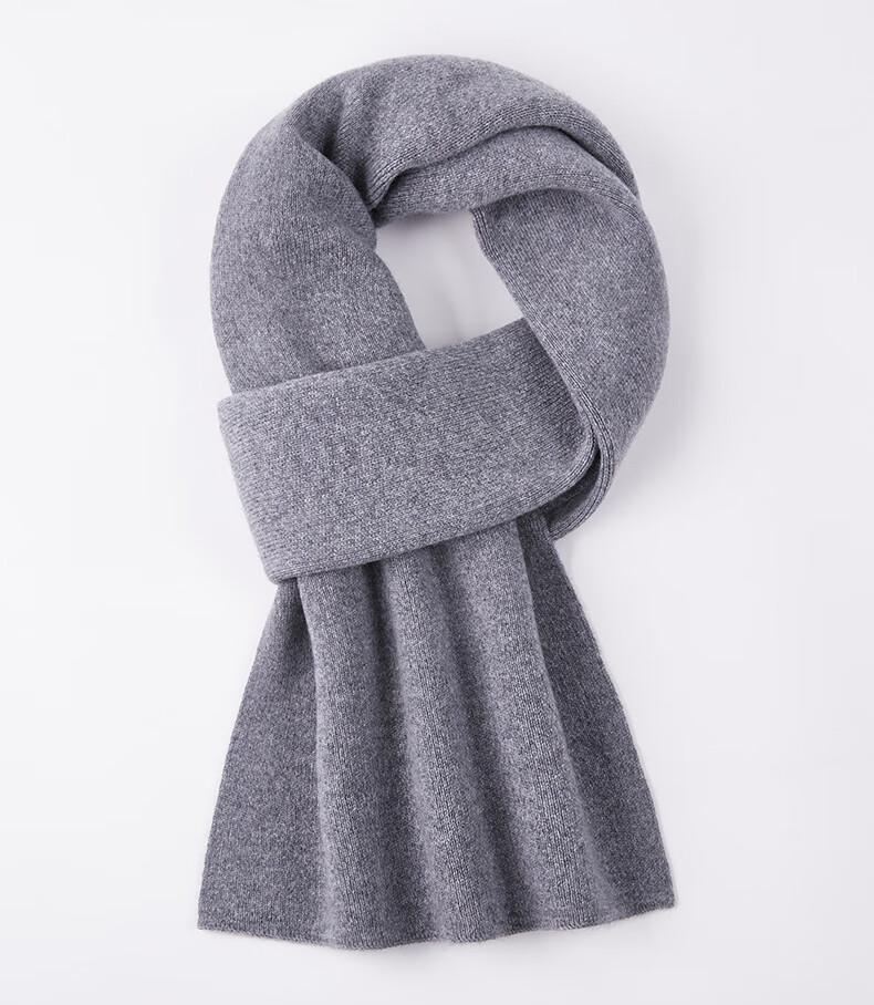 恒源祥全山羊绒围巾男女通用秋冬季红色本命年纯色针织保暖围脖c黑色