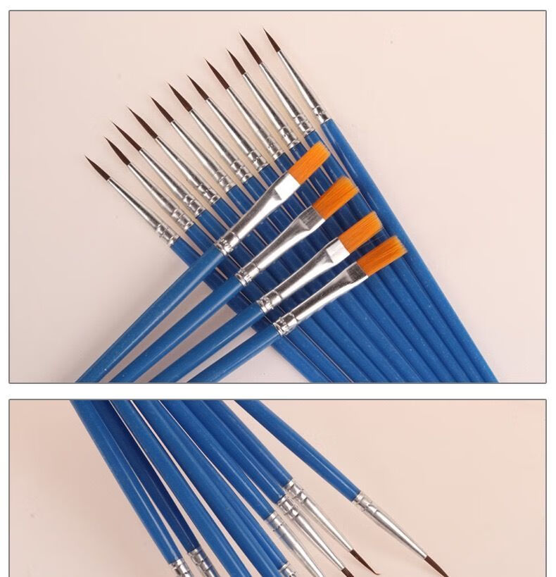 勾线笔水彩画笔多功能平头笔刷水粉丙烯油画笔排笔美术颜料美甲笔勾线