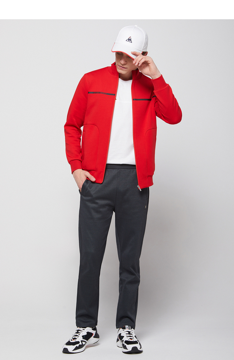 乐卡克法国公鸡简约时尚休闲立领拉链开衫外套男黑色l