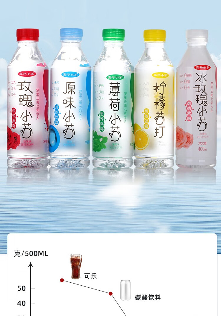 冰泉冰玫瑰苏打饮用水果味水饮品400ml12瓶包装整箱12瓶玫瑰苏打水