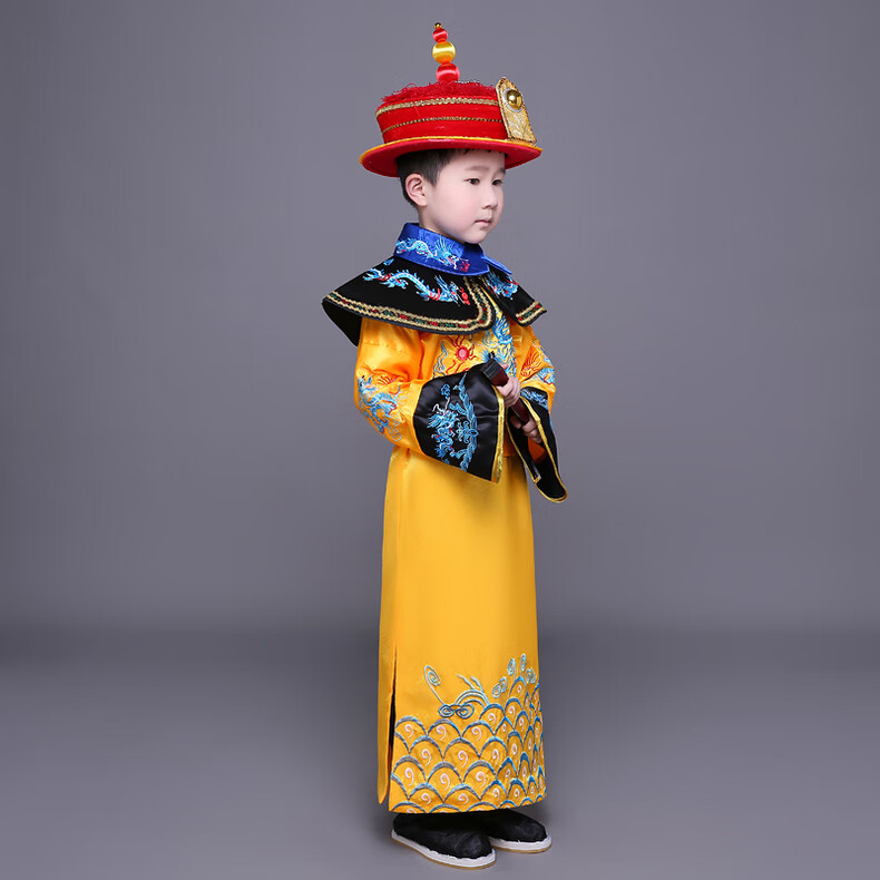 儿童龙袍清朝小皇帝的衣服古童演出太子旗小阿哥康熙乾隆摄影定制款