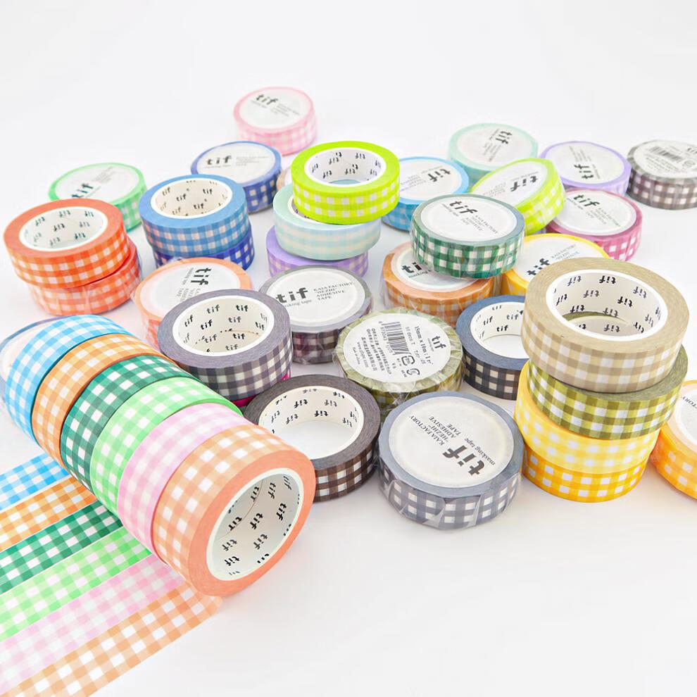 胜菡jk格子胶带 tif格子胶带分装斜纹网格整卷波点桌布手账胶带基础