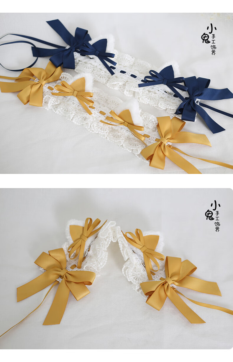 结发夹kc日系lo娘头饰洛丽塔耳朵夹子 烟紫色猫耳发带(耳朵可以拆卸)