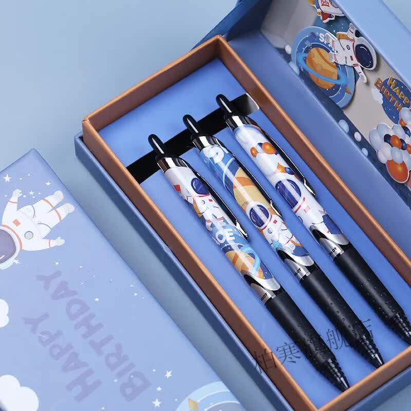 绍筁百乐限定中性笔太空人bxrt-v5按时式水笔时空仓日系笔 3支装