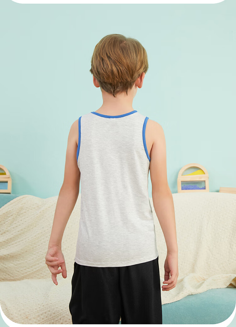久岁伴儿童背心夏季薄款新品男童打底内衣宝宝小男孩透气外穿上衣黄色