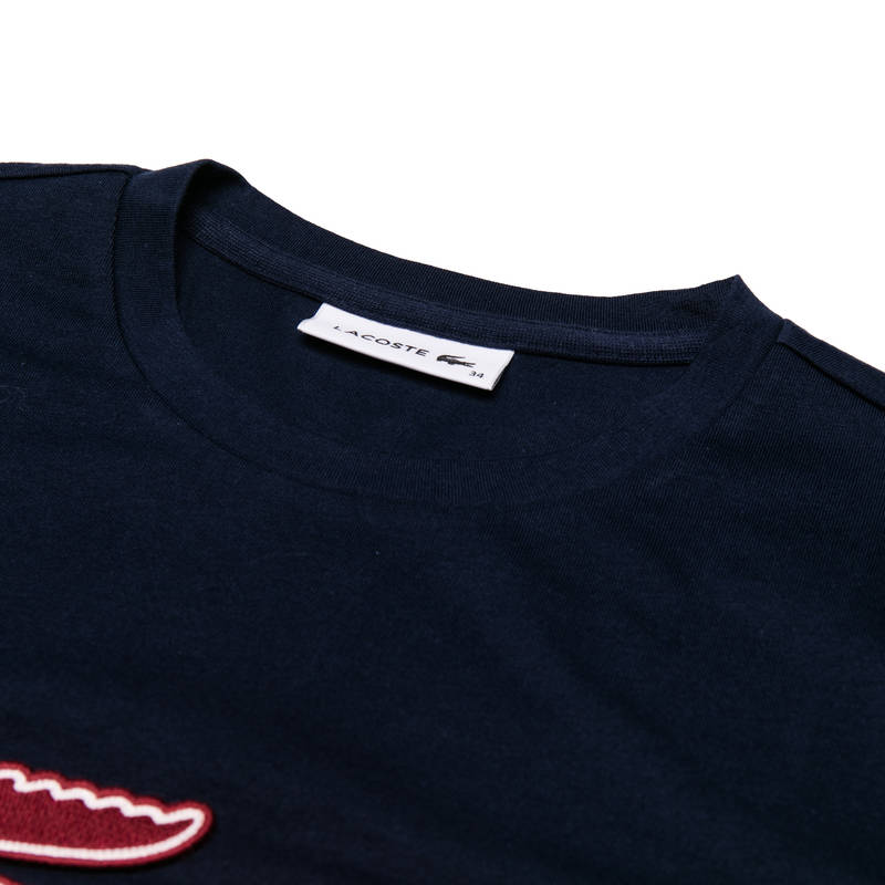 奥【商场同款】lacoste法国鳄鱼女装秋冬时尚休闲刺绣透气纯色长袖t恤