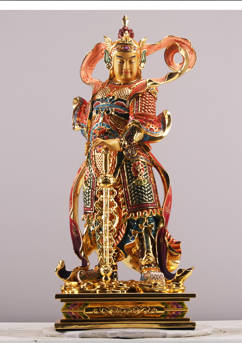 三漫陀纯铜关公韦陀菩萨佛像69cm韦驮菩萨伽蓝菩萨神像家用佛堂寺庙