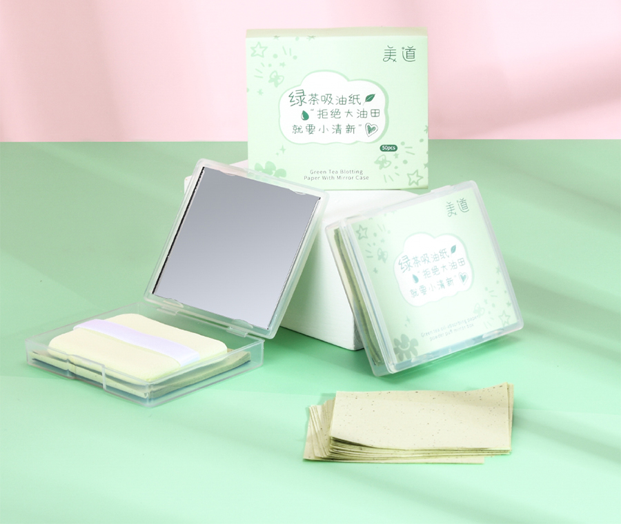 吸油纸面部女控油脸部鼻子去油收缩毛孔学生日本便携式带粉扑式的绿茶