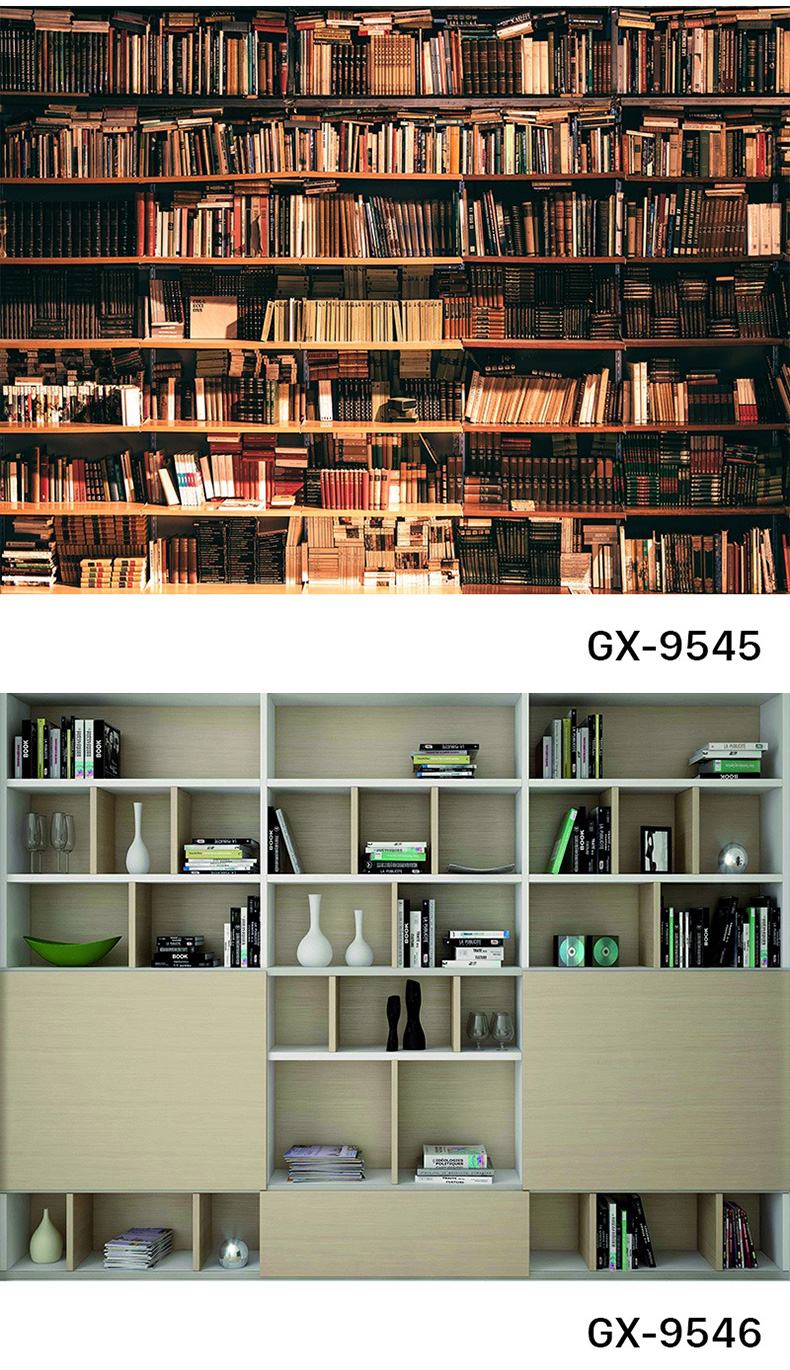 立体高清直播间书房书柜书架装饰背景墙图高级感网红装饰布置高档主播