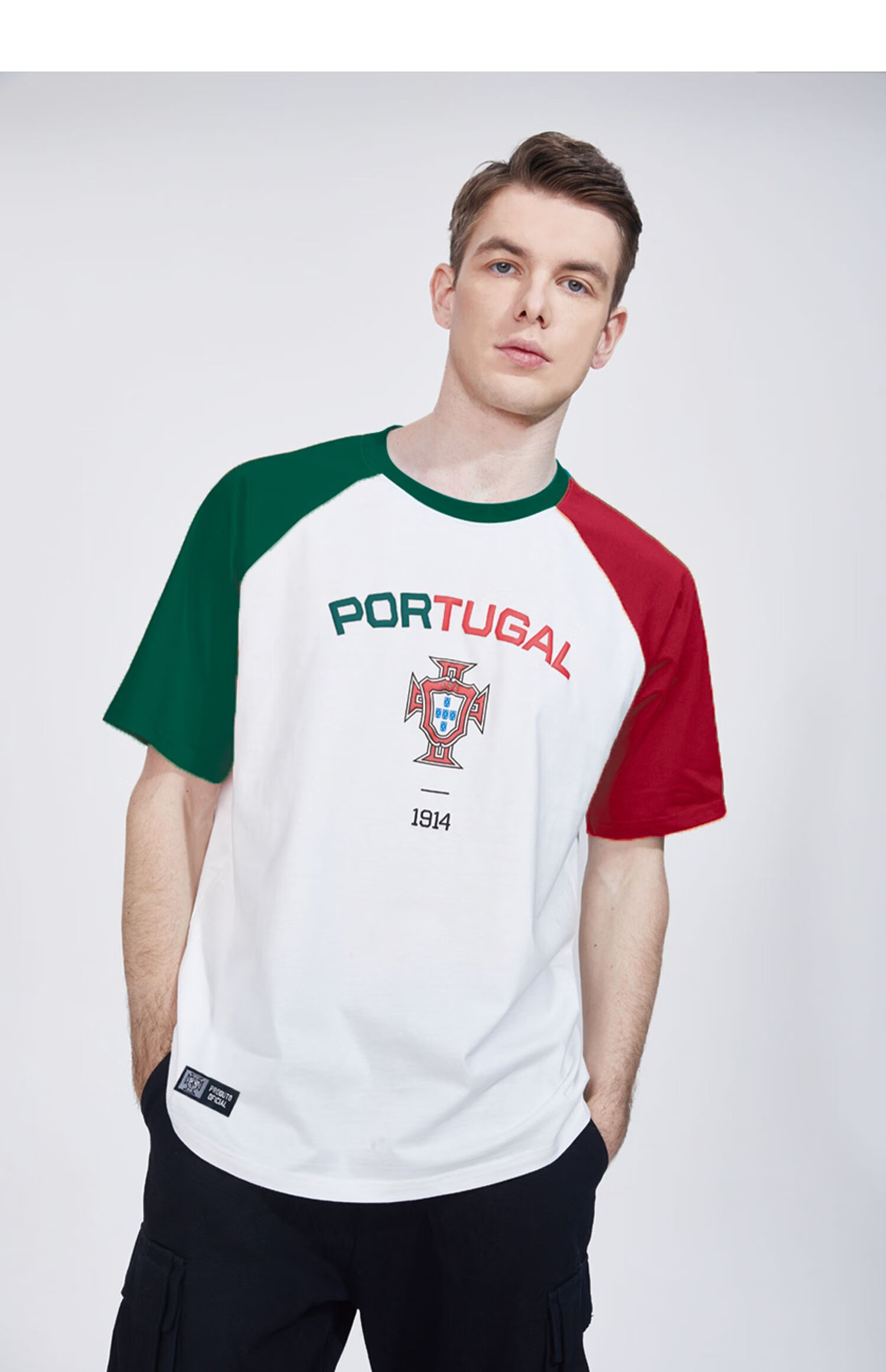 足球服t恤男短袖葡萄牙国家队官方红绿撞色插肩袖潮男女同款c罗情侣