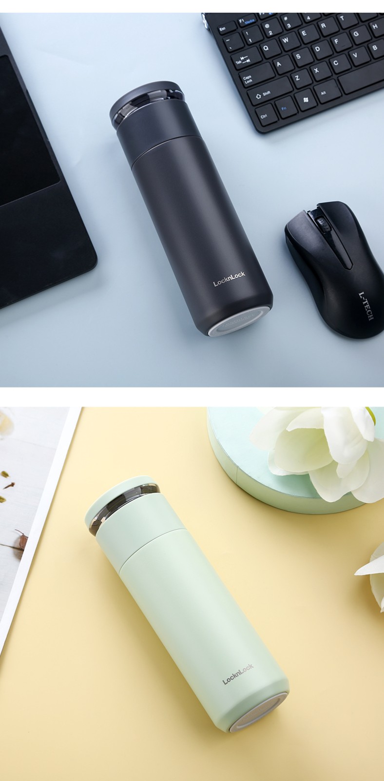 乐扣乐扣茶水分离保温杯316不锈钢便携泡茶水杯男女热水杯薄荷绿440ml