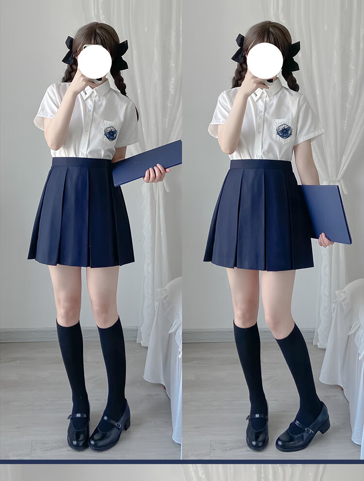jk原创jk制服8箱褶a字形箱褶裙纯色半身裙学生学院风短裙八箱褶天蓝色