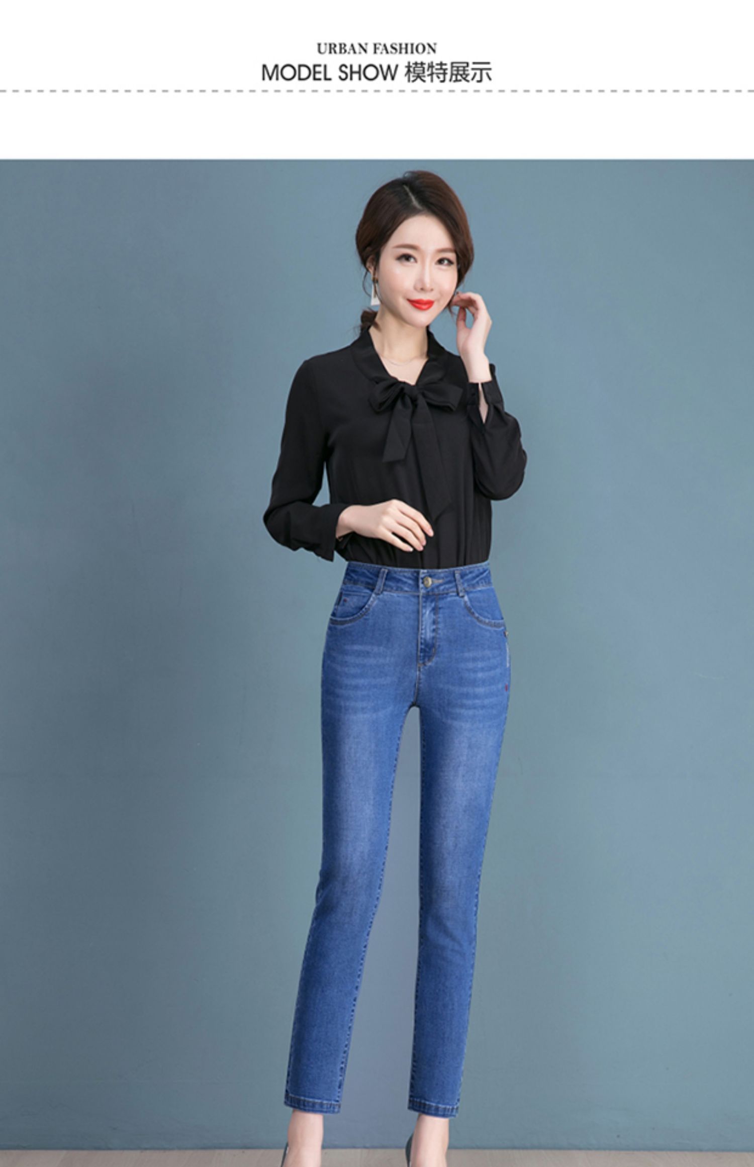 时尚百搭恒源祥中年牛仔裤女直筒小个子九分裤夏季薄款显瘦四十岁妈妈