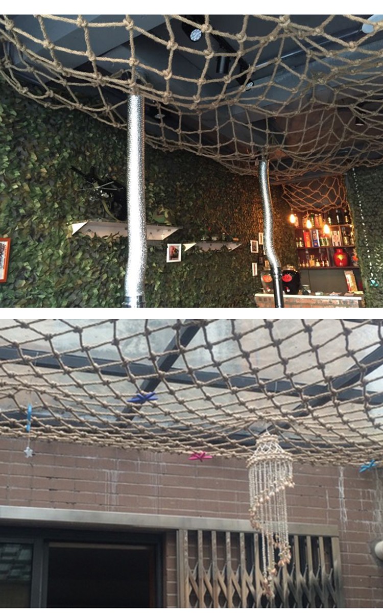 手工编织麻绳网吊顶装饰网楼梯防护围栏网服装店挂衣网复古创意网16