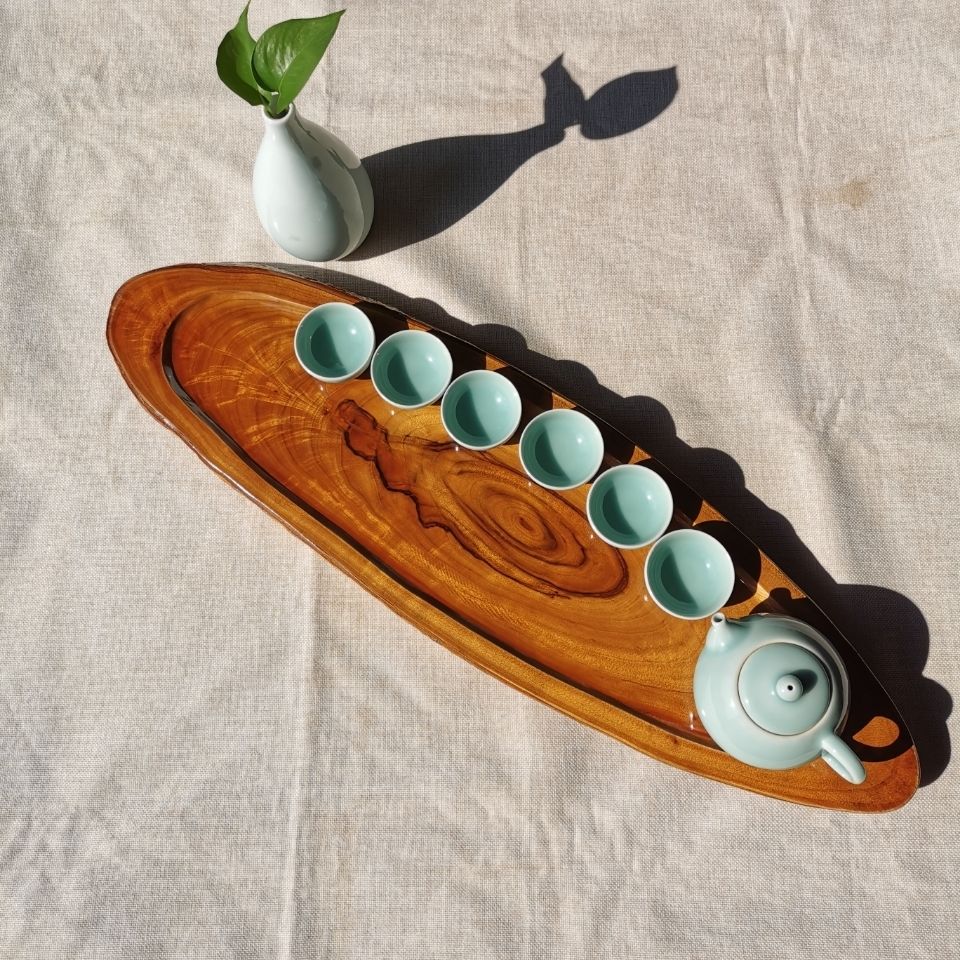 萌碎 香樟木原木干泡茶盘异形独特田园简约实木精品整