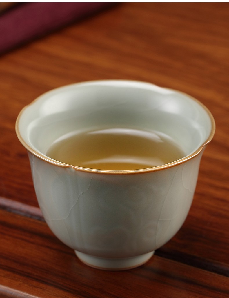 分寸汝窑茶杯主人杯开片可养品茗杯功夫茶具景德镇陶瓷单杯泡茶杯分寸