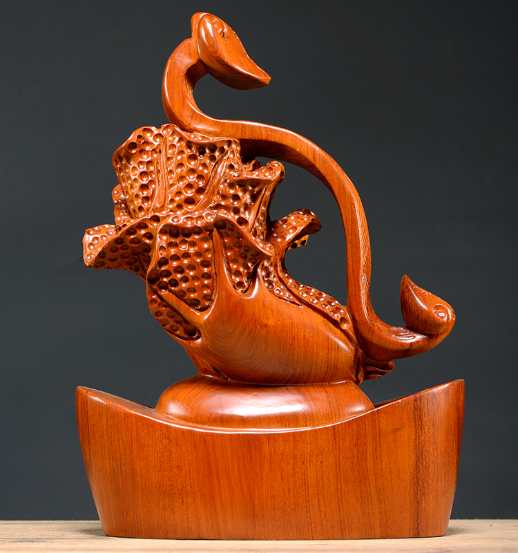 仙莱阁木雕百财手工精雕摆件木头仿古摆件大白菜木质雕刻工艺品红木