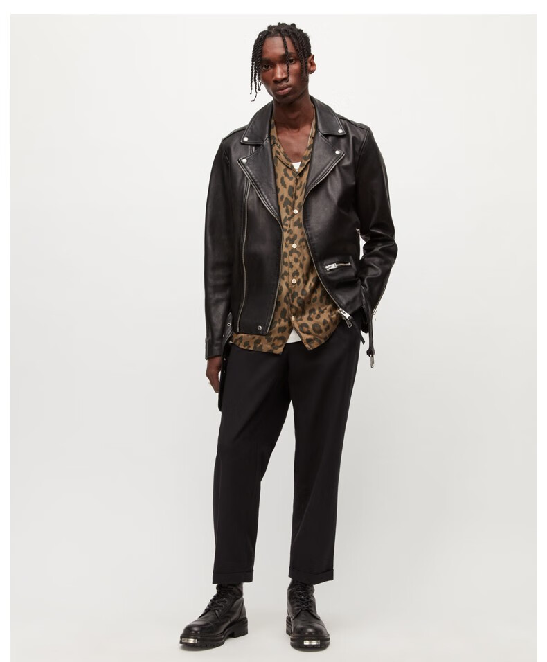 allsaints男士皮衣2022年春夏新品复古修身上衣机车夹克皮衣外套ml007