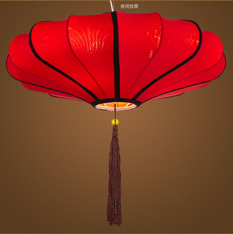 奥兰森新中式布艺吊灯现代创意餐厅饭店灯具中国风古典宫灯红灯笼