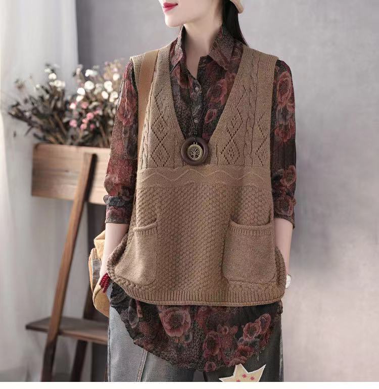 针织外套毛衣马甲女春装2021年新款春秋女士背心外搭无袖坎肩上衣深