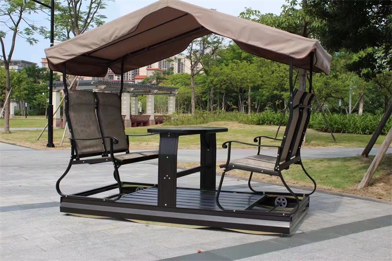 柚乐场摇椅庭院秋千铝合金吊椅四人室外花园田园摇篮休闲铁艺露台天摇