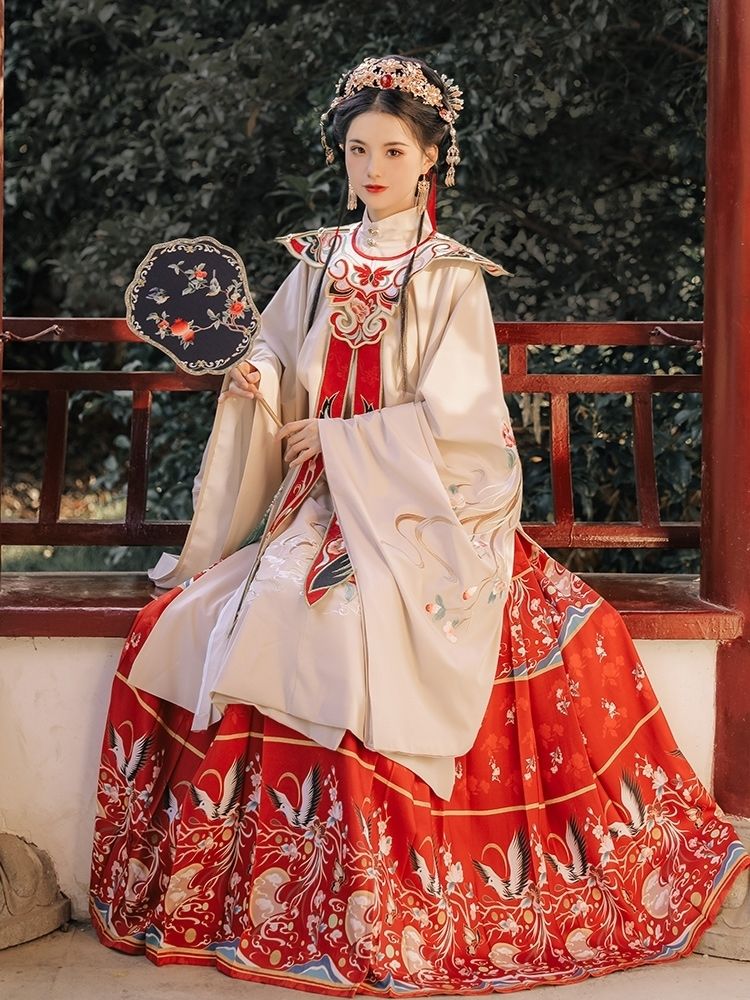 汉服女明制长袄全套刺绣云肩中国风马面裙日常秋冬装 别姬 s【图片