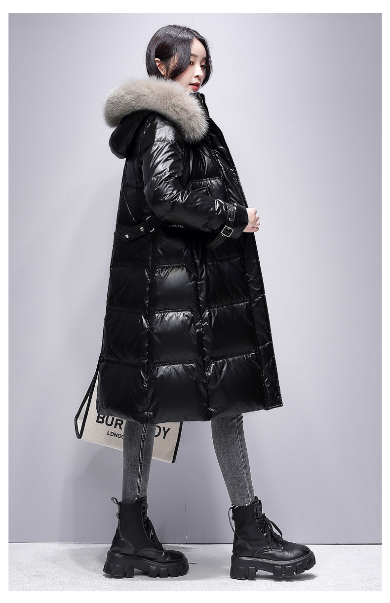 羽绒服女2021冬季新款中长款服外套中青年女装保暖白鸭绒防寒女式米色