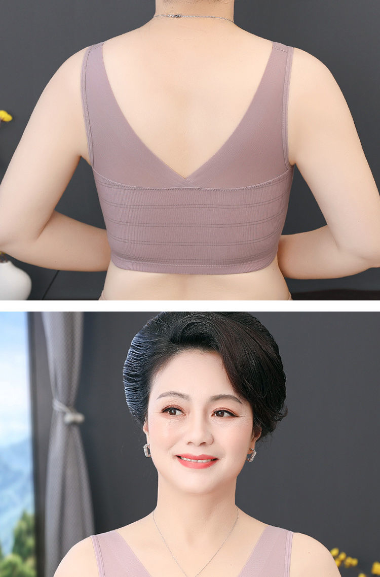 新品中老年乳胶妈妈内衣文胸50岁女无钢圈胸罩中年聚拢运动背心式薄款