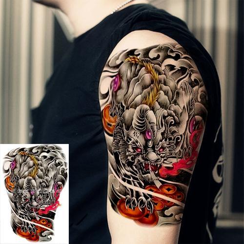 丽趣诗纹身贴麒麟貔貅穷奇纹身贴防水男花臂半臂手臂仿真刺青贴纸